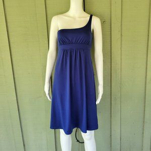 SUSANA MONACO Blue Stretch One Shoulder Dress S